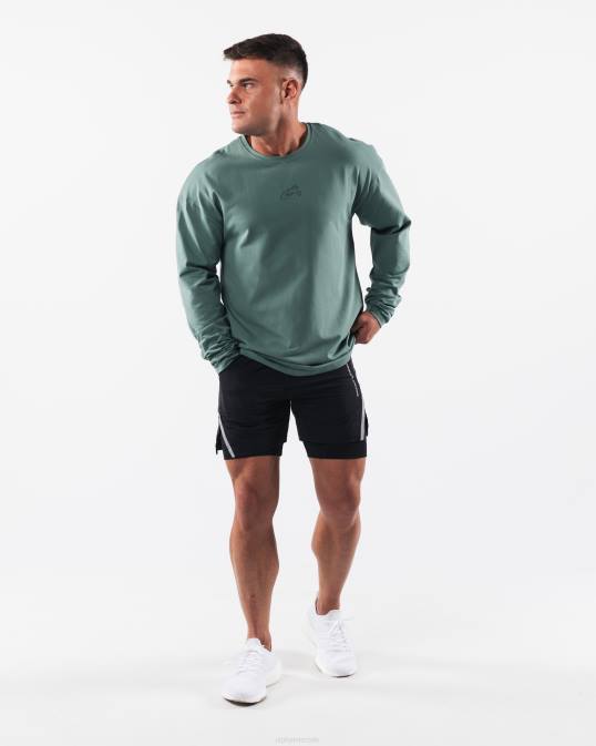 camiseta con cabeza de lobo hombres Alphalete 08R8500 ropa verde salvia