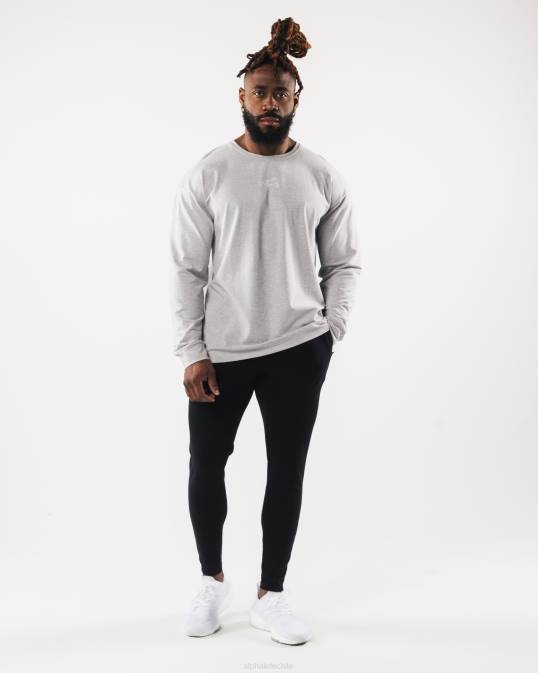 camiseta con cabeza de lobo hombres Alphalete 08R8543 ropa cuero gris