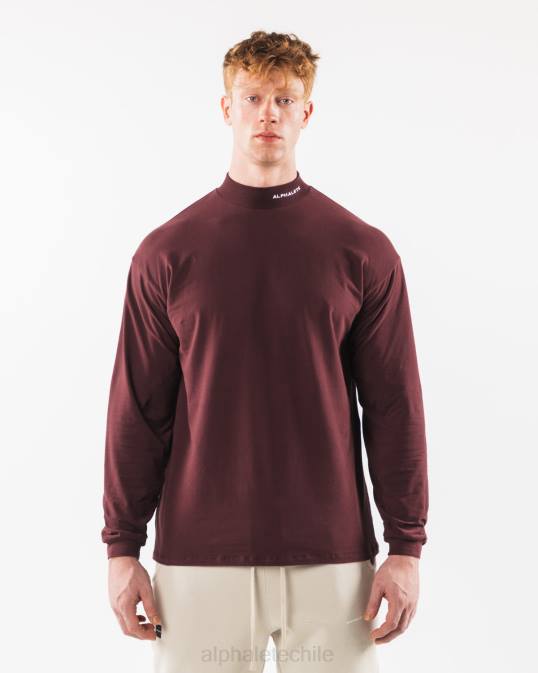 cuello falso con núcleo cepillado hombres Alphalete 08R8540 ropa sangría roja