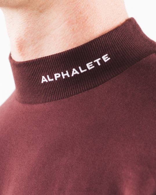 cuello falso con núcleo cepillado hombres Alphalete 08R8540 ropa sangría roja
