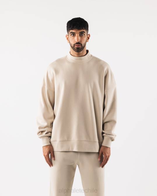origen falso cuello ls hombres Alphalete 08R8750 ropa marrón sal marina