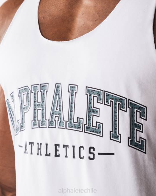 camiseta sin mangas con estampado de cachemira hombres Alphalete 08R8578 ropa blanco