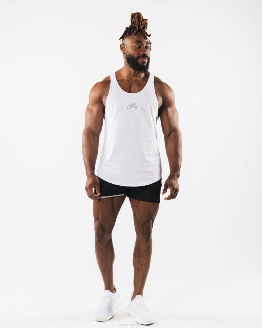 tanque de corte crudo con cabeza de lobo hombres Alphalete 08R8592 ropa blanco