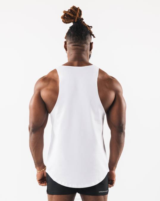 tanque de corte crudo con cabeza de lobo hombres Alphalete 08R8592 ropa blanco