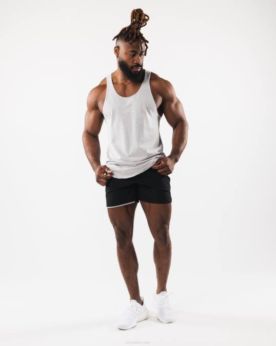 tanque de corte crudo con cabeza de lobo hombres Alphalete 08R8593 ropa cuero gris