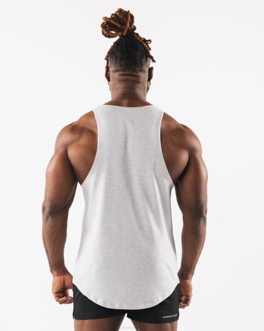 tanque de corte crudo con cabeza de lobo hombres Alphalete 08R8593 ropa cuero gris