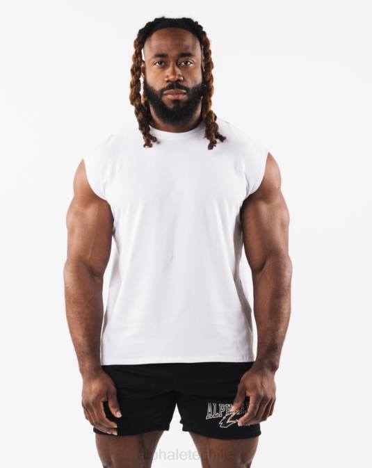 tanque muscular de cabeza de lobo cepillado hombres Alphalete 08R8583 ropa blanco