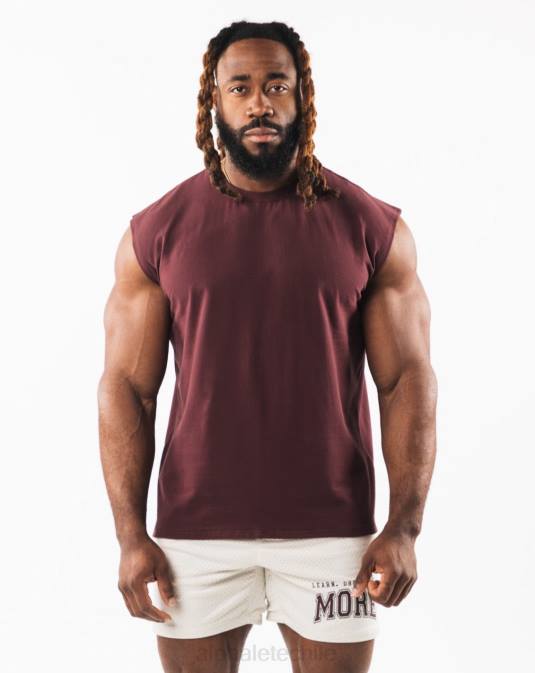 tanque muscular de cabeza de lobo cepillado hombres Alphalete 08R8585 ropa sangría roja