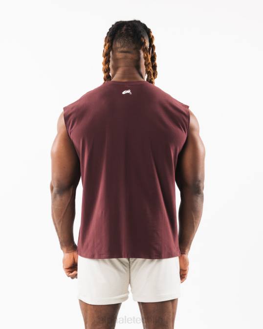 tanque muscular de cabeza de lobo cepillado hombres Alphalete 08R8585 ropa sangría roja