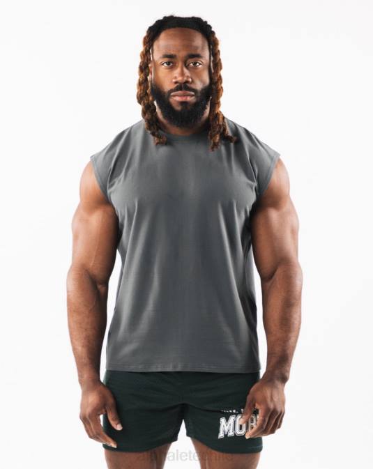 tanque muscular de cabeza de lobo cepillado hombres Alphalete 08R8586 ropa humo gris