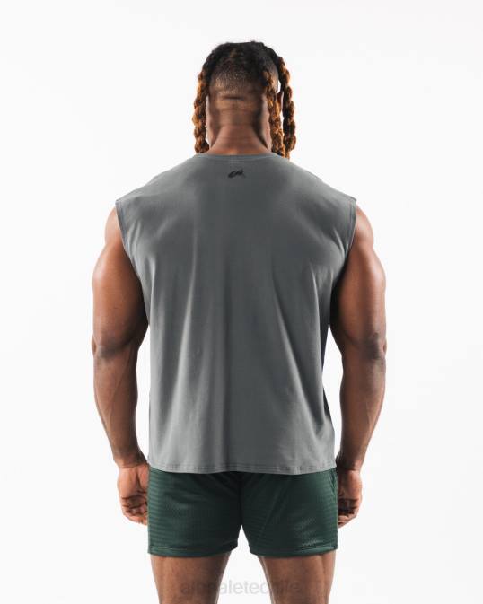 tanque muscular de cabeza de lobo cepillado hombres Alphalete 08R8586 ropa humo gris