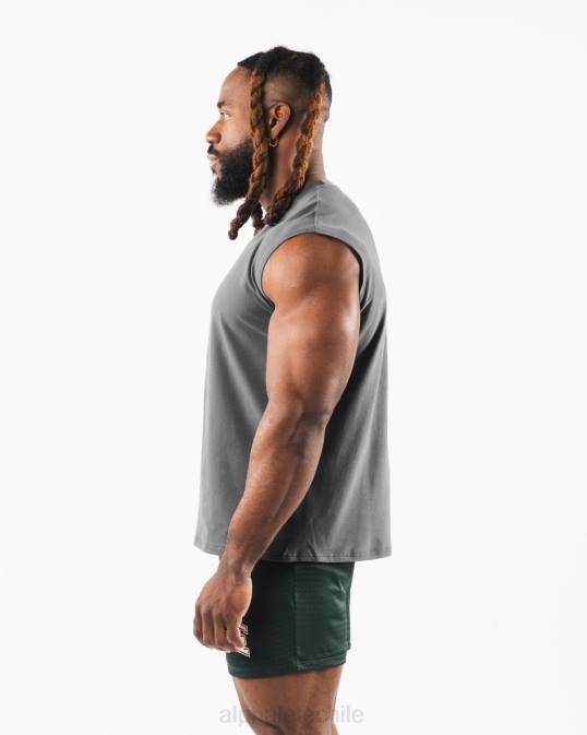 tanque muscular de cabeza de lobo cepillado hombres Alphalete 08R8586 ropa humo gris