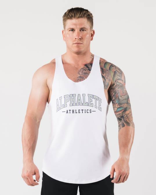 un tanque de corte crudo hombres Alphalete 08R8588 ropa blanco