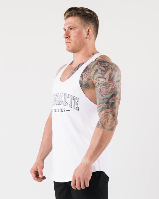 un tanque de corte crudo hombres Alphalete 08R8588 ropa blanco