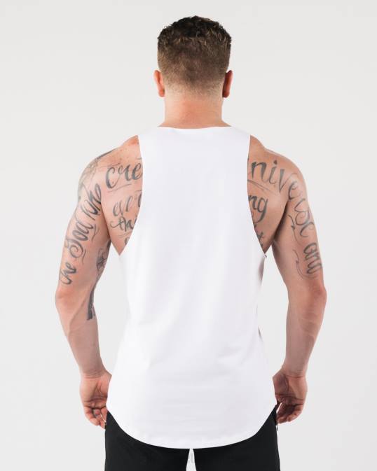 un tanque de corte crudo hombres Alphalete 08R8588 ropa blanco