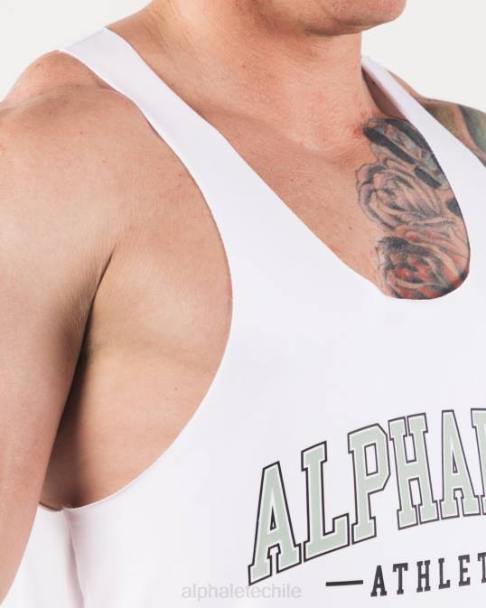 un tanque de corte crudo hombres Alphalete 08R8588 ropa blanco
