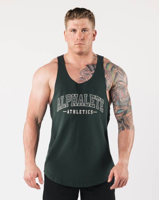 un tanque de corte crudo hombres Alphalete 08R8589 ropa verde perenne