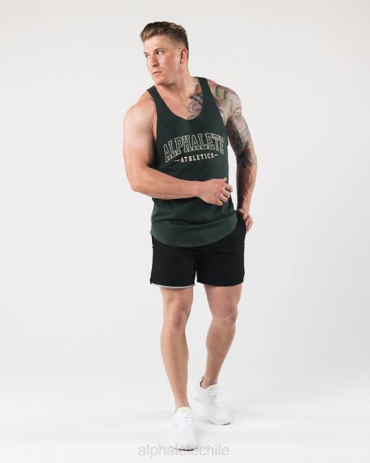 un tanque de corte crudo hombres Alphalete 08R8589 ropa verde perenne