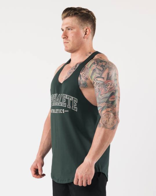 un tanque de corte crudo hombres Alphalete 08R8589 ropa verde perenne