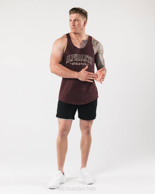 un tanque de corte crudo hombres Alphalete 08R8590 ropa sangría roja