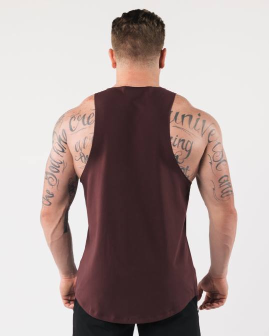 un tanque de corte crudo hombres Alphalete 08R8590 ropa sangría roja