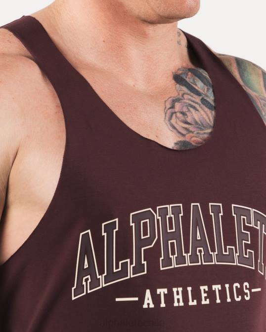 un tanque de corte crudo hombres Alphalete 08R8590 ropa sangría roja