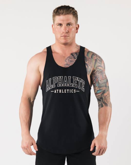 un tanque de corte crudo hombres Alphalete 08R8591 ropa negro