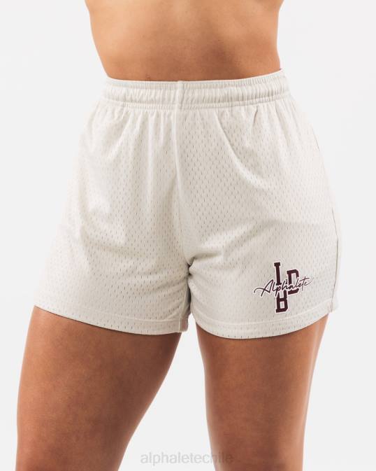 pantalón corto de malla característico de 4" mujer Alphalete 08R8325 ropa concha de mar marrón