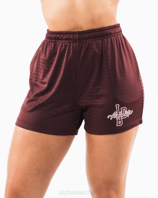 pantalón corto de malla característico de 4" mujer Alphalete 08R8326 ropa sangría roja