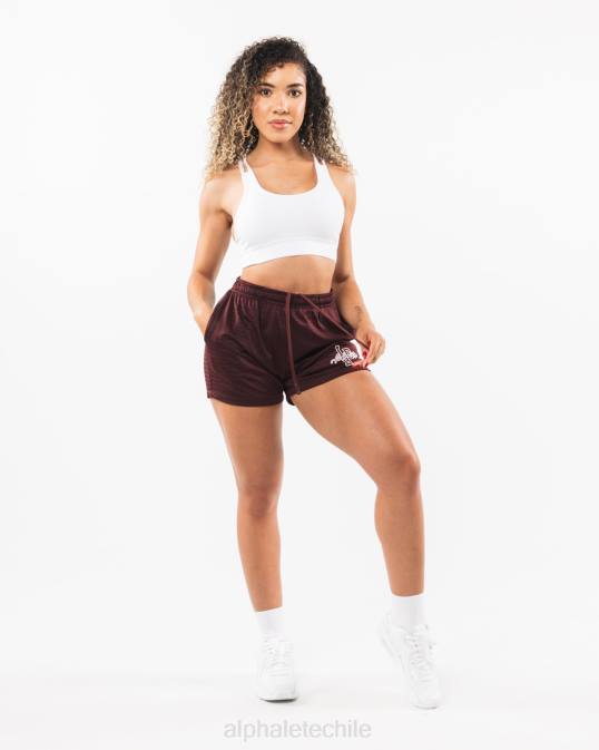 pantalón corto de malla característico de 4" mujer Alphalete 08R8326 ropa sangría roja