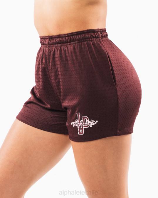 pantalón corto de malla característico de 4" mujer Alphalete 08R8326 ropa sangría roja
