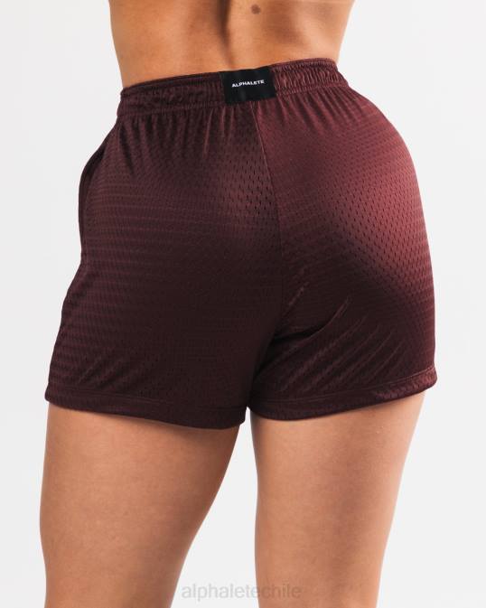 pantalón corto de malla característico de 4" mujer Alphalete 08R8326 ropa sangría roja