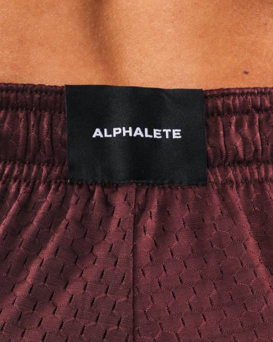 pantalón corto de malla característico de 4" mujer Alphalete 08R8326 ropa sangría roja