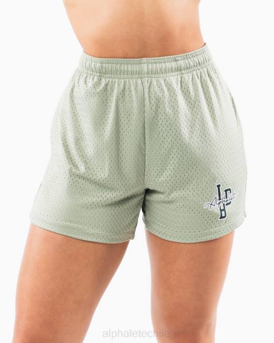 pantalón corto de malla característico de 4" mujer Alphalete 08R8328 ropa verde salvia