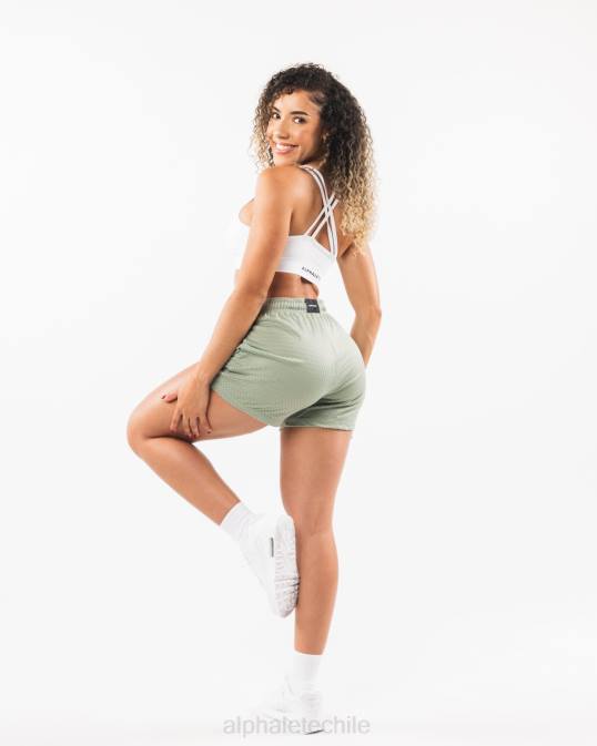 pantalón corto de malla característico de 4" mujer Alphalete 08R8328 ropa verde salvia