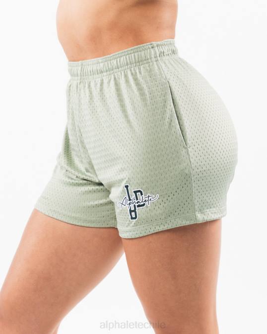 pantalón corto de malla característico de 4" mujer Alphalete 08R8328 ropa verde salvia