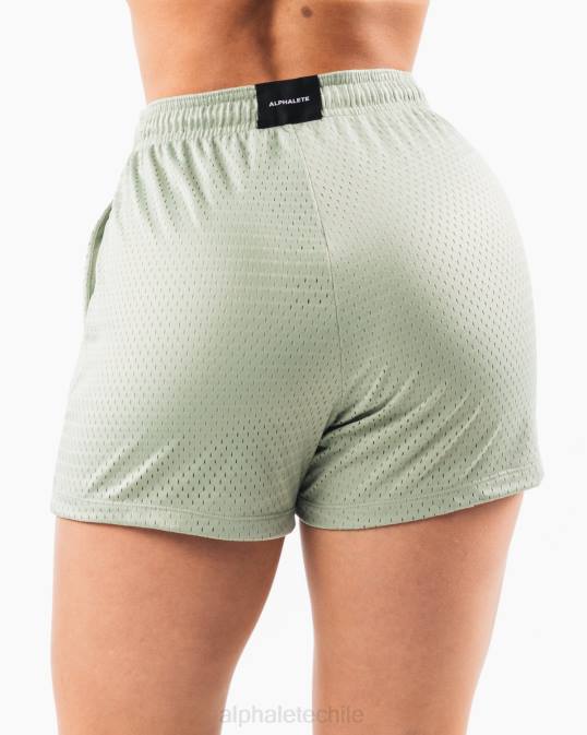 pantalón corto de malla característico de 4" mujer Alphalete 08R8328 ropa verde salvia