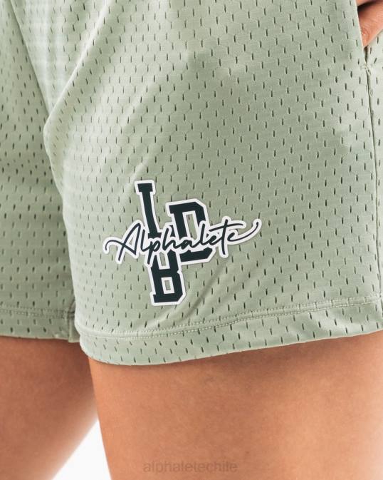 pantalón corto de malla característico de 4" mujer Alphalete 08R8328 ropa verde salvia