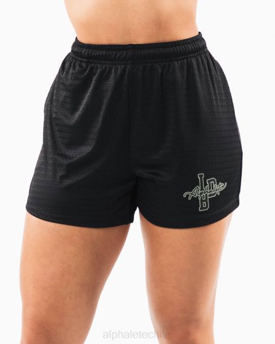 pantalón corto de malla característico de 4" mujer Alphalete 08R8329 ropa negro/salvia