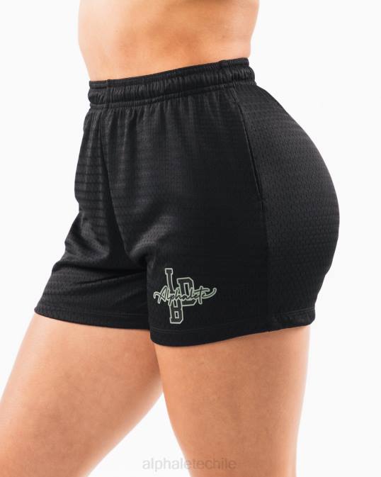 pantalón corto de malla característico de 4" mujer Alphalete 08R8329 ropa negro/salvia