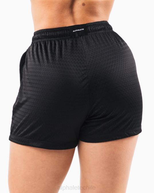 pantalón corto de malla característico de 4" mujer Alphalete 08R8329 ropa negro/salvia