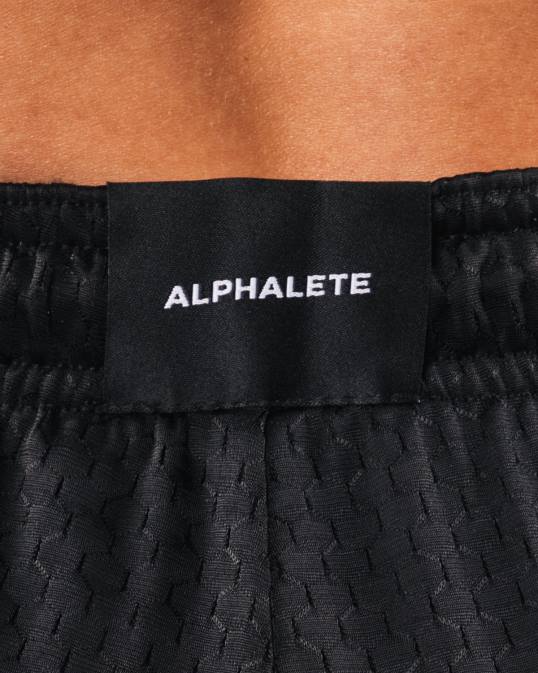 pantalón corto de malla característico de 4" mujer Alphalete 08R8329 ropa negro/salvia