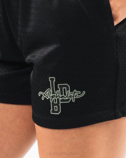 pantalón corto de malla característico de 4" mujer Alphalete 08R8329 ropa negro/salvia