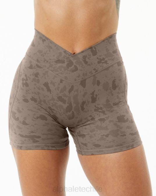 potencia de superficie corta 5" mujer Alphalete 08R8365 ropa estampado de guijarros marrón moca