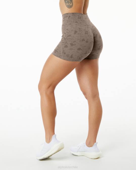potencia de superficie corta 5" mujer Alphalete 08R8365 ropa estampado de guijarros marrón moca