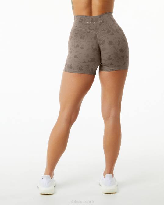 potencia de superficie corta 5" mujer Alphalete 08R8365 ropa estampado de guijarros marrón moca