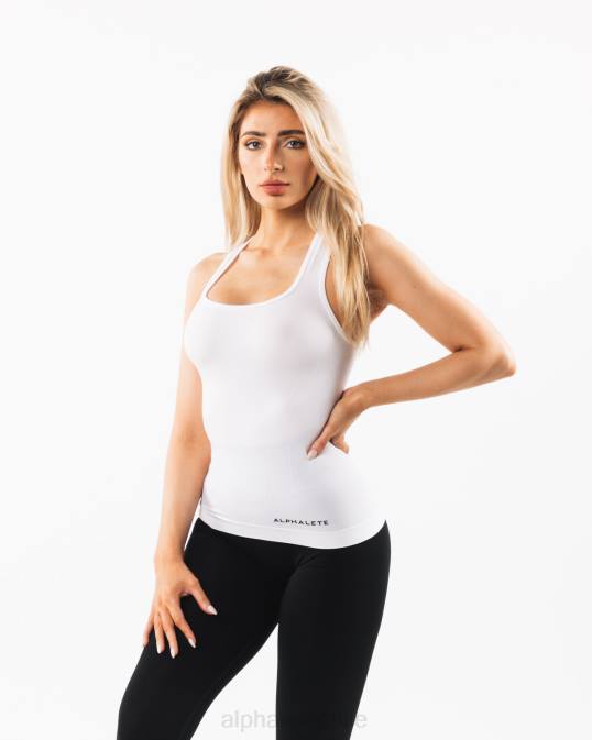 camiseta sin mangas con espalda cruzada mujer Alphalete 08R8159 ropa blanco