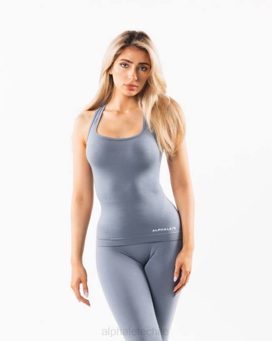 camiseta sin mangas con espalda cruzada mujer Alphalete 08R8160 ropa agua quieta azul