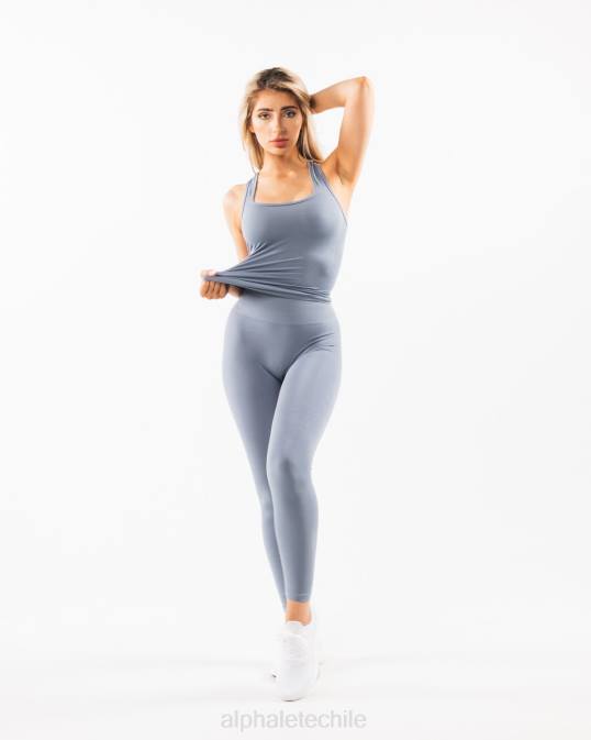 camiseta sin mangas con espalda cruzada mujer Alphalete 08R8160 ropa agua quieta azul
