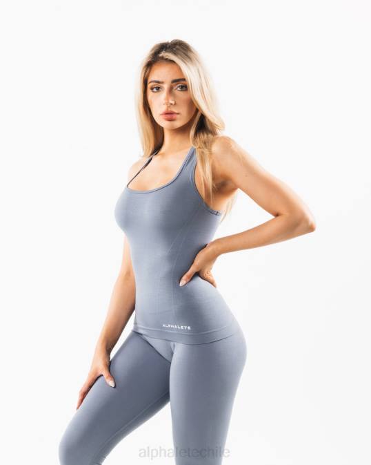 camiseta sin mangas con espalda cruzada mujer Alphalete 08R8160 ropa agua quieta azul